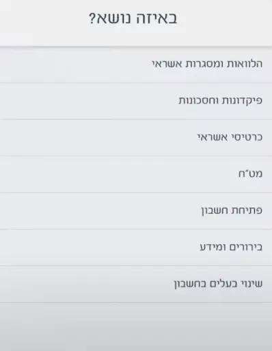 זימון תורים מרכנתיל - פגישה עם בנקאי קביעת תור באינטרנט אפליקציה