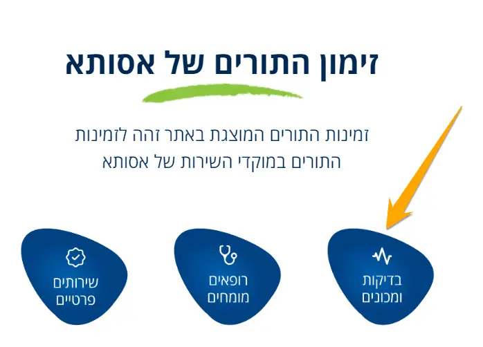 זימון תורים אסותא מדריך איך להזמין תור למכונים, רופאים מומחים, שירותים